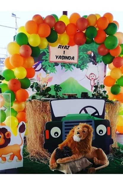 Meri Parti Safari Konsept Dogum Gunu Balon Ve Balon Zinciri Safari Parti Sus Trendyol