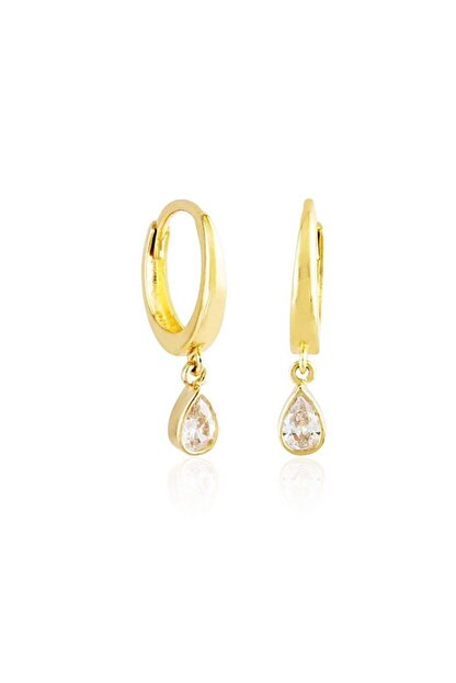 Sembol Gold Damla Tasli Altin Sallantili Kupe 14k Gold Trendyol