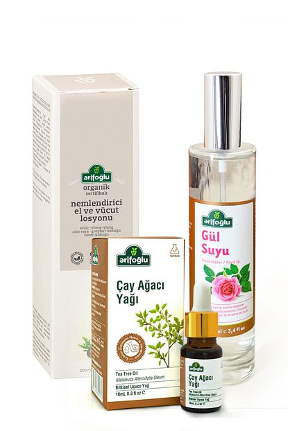 Arifoglu Organik Nemlendirici El Ve Vucut Losyonu Gul Suyu Cay Agaci Yagi 3lu Set Trendyol