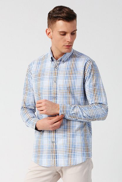 Cotton Bar Erkek Bej Gomlek 503184300 Boyner Trendyol
