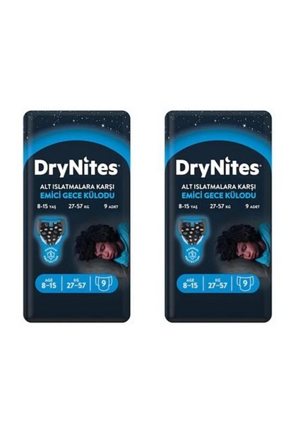 Huggies 9 Lu Drynites Erkek Emici Gece Kulodu 8 15 Yas 27 57 Kg 2 Paket Trendyol