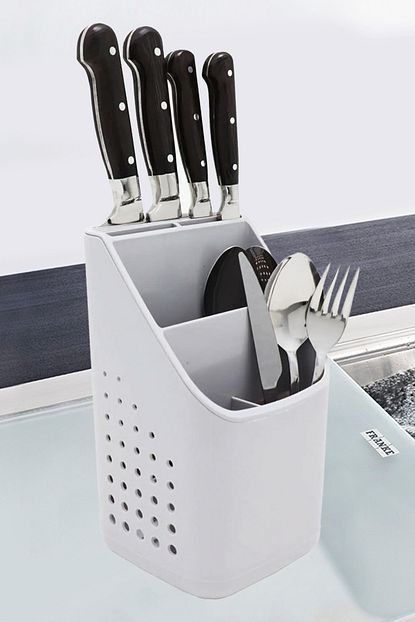 Morpanya Tezgah Ustu Kasiklik Bicaklik Kasik Bicak Duzenleyici Stand Organizer Gri Trendyol