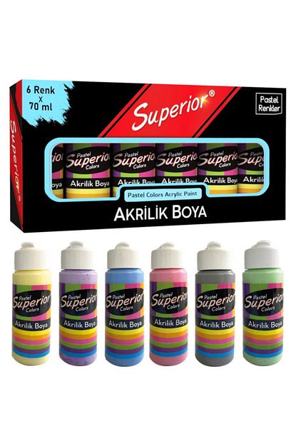 Superior Akrilik Boya 6 Renk X 70 Ml Pastel Renkler Trendyol