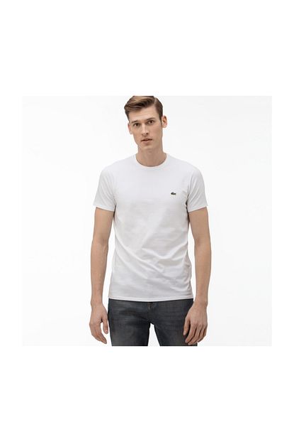 Lacoste Erkek Slim Fit Bisiklet Yaka Beyaz T Shirt Th0998 Trendyol