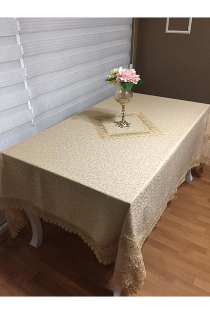Finezza Duygu Masa Ortusu Bej Polyester Leke Tutmaz Utu Gerektirmez Trendyol