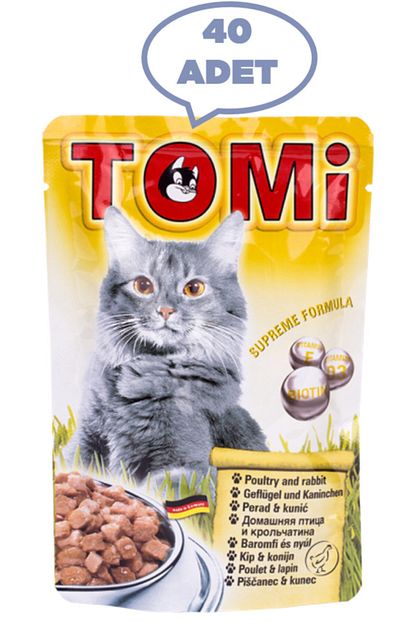 Tomi 40 Adet Tavsanli Ve Kanatli Yetiskin Kedi Yas Mamasi Pouch 100 Gr Trendyol