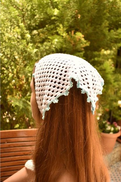 Modaroom El Yapimi Tig Isi Ozel Tasarim Mavi Beyaz Sac Bandi Bandana 815h014 Trendyol