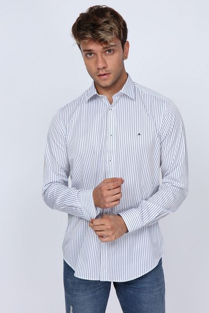 Abbate Club Siyah Cizgili Slim Fit Erkek Gomlek Trendyol