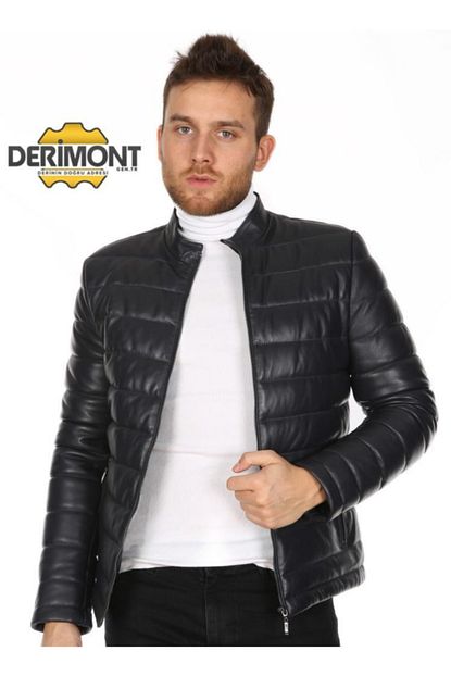 Derimont S Erkek Lacivert Sisme Deri Mont Trendyol