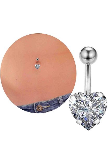 Cadinin Dukkani Cerrahi Celik Tasli Kalp Gobek Piercing Trendyol