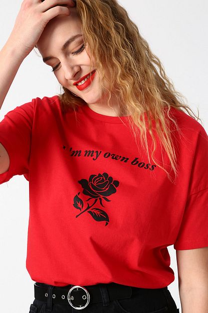 Koton Kadin Kirmizi Tisort 503412376 Trendyol