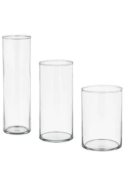 Barbun Cylinder Dekoratif Cam Vazo 3 Lu Set Trendyol