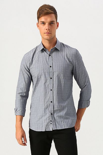 Cotton Bar Erkek Lacivert Gomlek 503760718 Boyner Trendyol