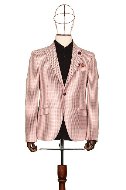 Guild Erkek Bordo Sivri Yaka Tek Dugme Cift Yirtmac Yarim Astar Orme Kaz Ayagi Slim Fit Ceket Trendyol