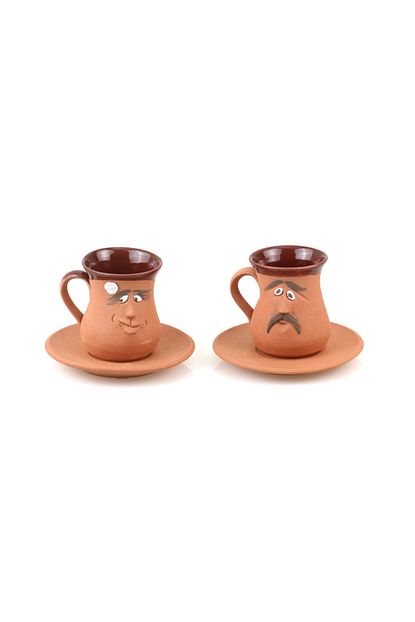 Gurallar El Yapimi Emojili 2li Toprak Fincan Takimi No 12 Trendyol