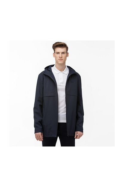 Lacoste Erkek Kapusonlu Suya Dayanikli Lacivert Yagmurluk Bh0011 Trendyol