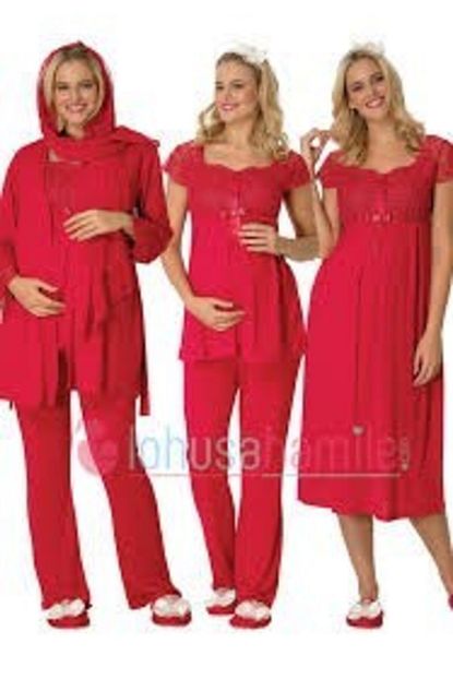 By Mecit Pijama By Mecit 1623 Kirmizi 7 Parca Hamile Lohusa Pijama Gecelik Set Trendyol