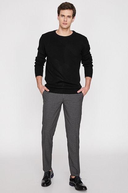 Koton Erkek Siyah Kareli Pantolon 9yam41320nw Trendyol