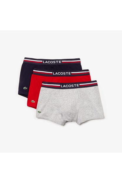 Lacoste Erkek Kirmizi Gri Lacivert Boxer Trendyol