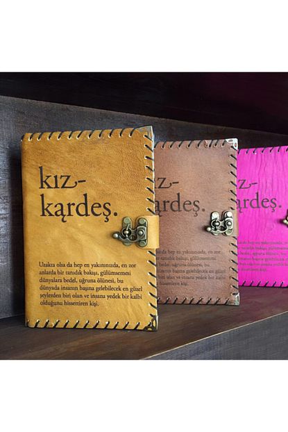 Hediyesec Kiz Kardese Hediye Lugat Deri Defter Sari Trendyol
