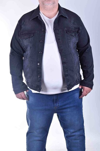 Zenet Jeans Erkek Koyu Fume Buyuk Beden Super Lazer Kot Ceket Trendyol