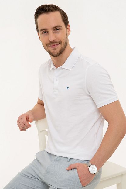 Pierre Cardin Erkek Beyaz Slim Fit Polo Yaka T Shirt Trendyol