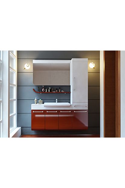Aclassban Yom Medcezir Serisi Superlux Mdf Uzeri Lake Boya 100 Cm Banyo Dolabi 35 Cm Boy Dolabi Beyaz Kirmizi Trendyol
