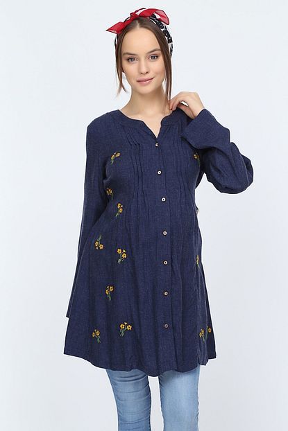 Gorsin Hamile Gorsin Nakis Detayli Hamile Tunik Trendyol