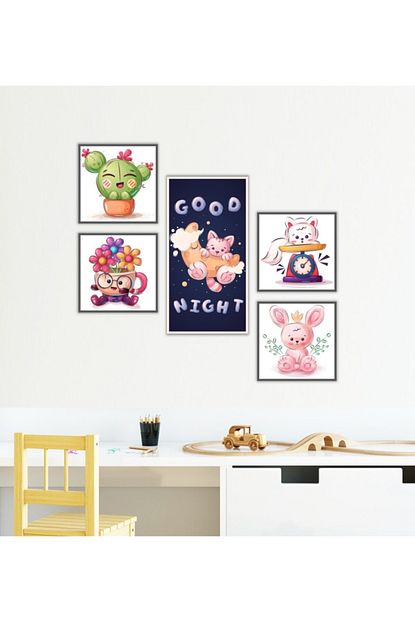Pi Dekorasyon Cocuk Odasi 5 Parca Mdf Tablo Trendyol