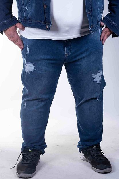 Zenet Jeans Erkek Koyu Mavi Buyuk Beden Lazer Kot Pantolon Trendyol