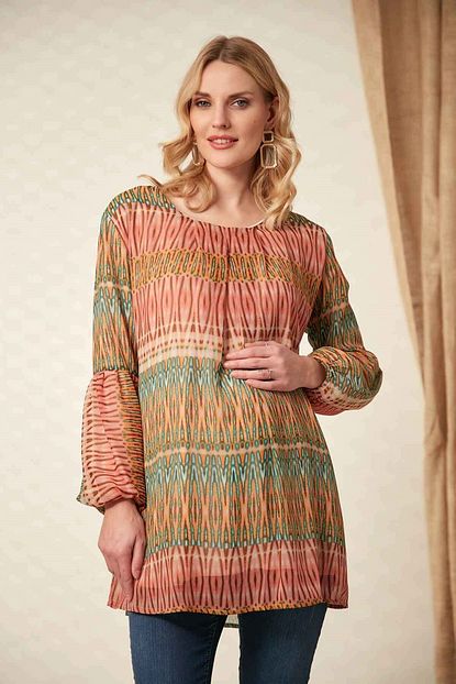 Gor Sin Desenli Hamile Tunik Pembe Trendyol
