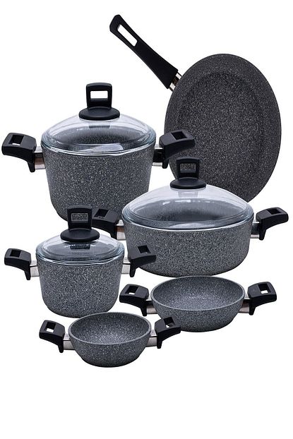 Karaca Biogranit Premium Gray Mega Set 9 Parca Granit Tencere Seti Trendyol