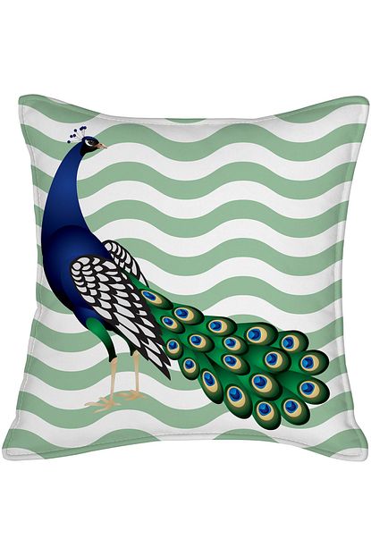 Kirlentevim Yesil Beyaz Tavus Kusu Dolgulu Kirlent Kilifi 45 X 45 Trendyol