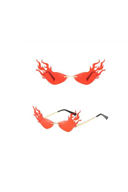 Toz Vintage Kirmizi Cercevesiz Alevli Gozluk Vintage Retro Rimless Sunglassesv Trendyol