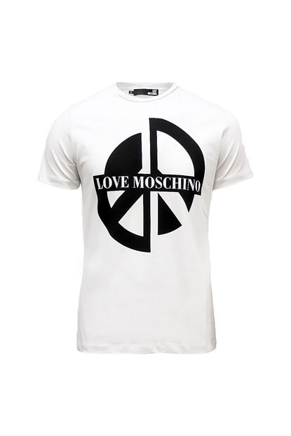 Love Moschino Baskili Beyaz Erkek T Shirt Trendyol