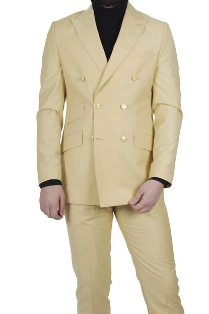 Maserto Sari Erkek Slim Fit Kruvaze Takim Elbise Trendyol