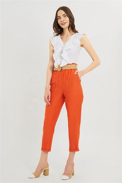 Frescosoho Kadin Beyaz Onden Baglamali Mini Crop Top Bluz Trendyol