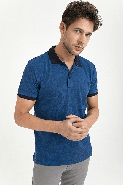 Avva Erkek Saks Polo Yaka Jakarli T Shirt A01y1123 Trendyol