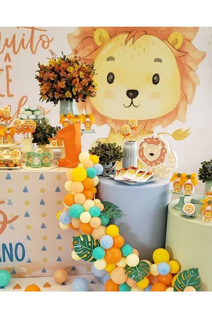 Meri Parti Aslan Parti Konsept 100 Adet Metalik Balon Ve Balon Zinciri Trendyol