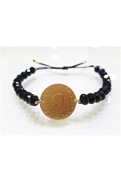 Gunes Kuyumcu Ceyrekli Siyah Boncuklu Ipli Orgu Bileklik Trendyol