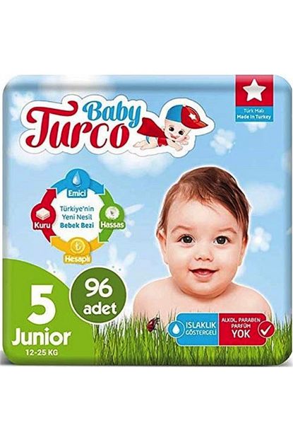 Baby Turco 5 Numara Bebek Bezi 12 25 Kg Junior 96 Adet 5 Numara Bebek Bezi 12 25 Kg Junior 96 Adet Trendyol