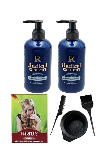 Radical Sac Boyasi Gece Mavisi 250ml 2ad Sac Acici Ve Fluweel Sac Boya Kabi Seti Trendyol