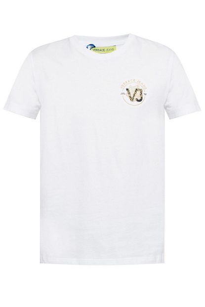 Versace Jeans Couture Logo Beyaz Erkek T Shirt Trendyol