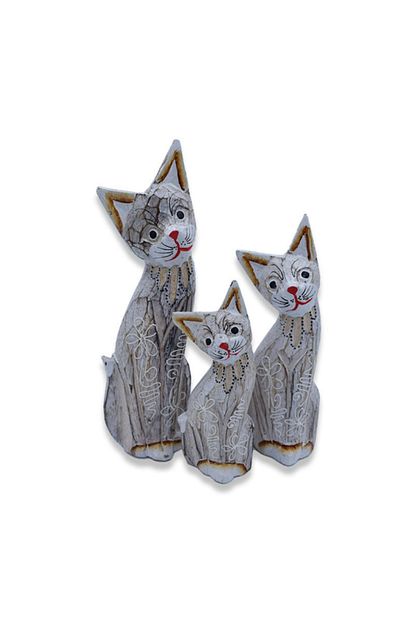 Hedicaret Ahsap Kedi Biblosu 25 Cm Uclu Biblo Dekoratif Hediye Trendyol
