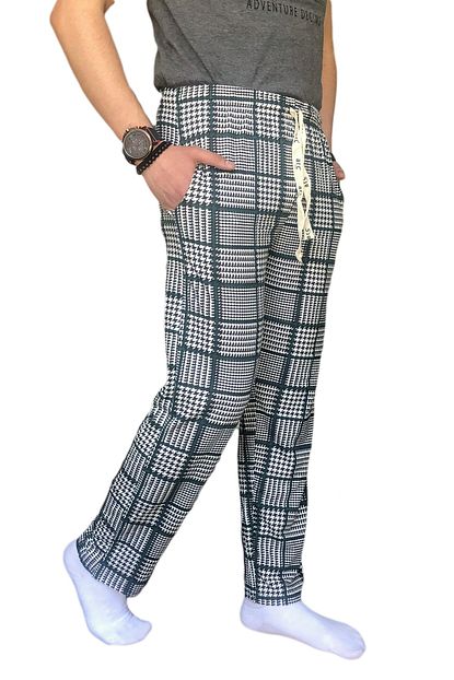 Tampap Erkek Gri Kareli Pijama Alti Trendyol