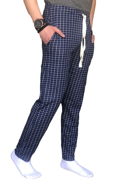 Tampap Erkek Lacivert Kareli Pijama Alti Trendyol