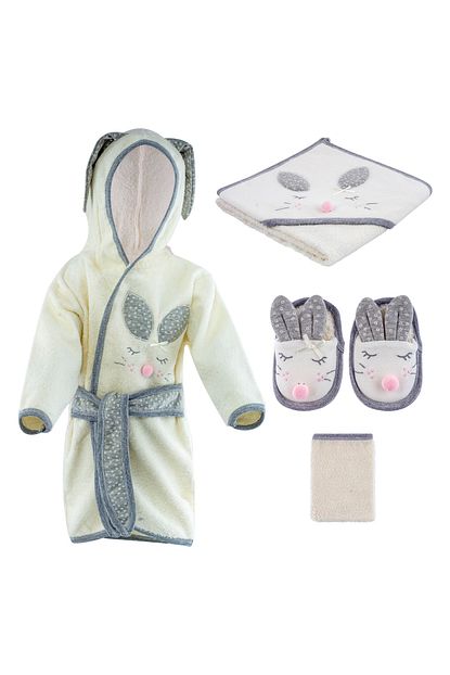 Sarebaby Tavsancik Bebek Bornoz Seti Organik Antibakteriyel Ozel Dikisli Trendyol