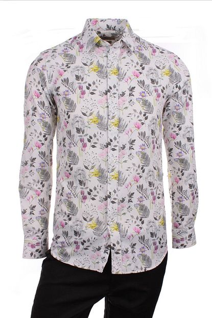 Gentilbay Yaprak Bitki Cicekli Baskili Yesil Dpd077 Pamuklu Spor Erkek Gomlek Trendyol
