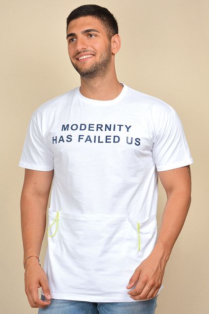 Trendarcenciel Erkek Beyaz Cepli Genis Kalip T Shirt Trendyol