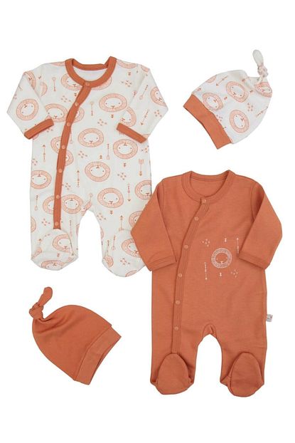 Minisse Aslanli Mavi 4 Parca Erkek Bebek Tulum Set Trendyol